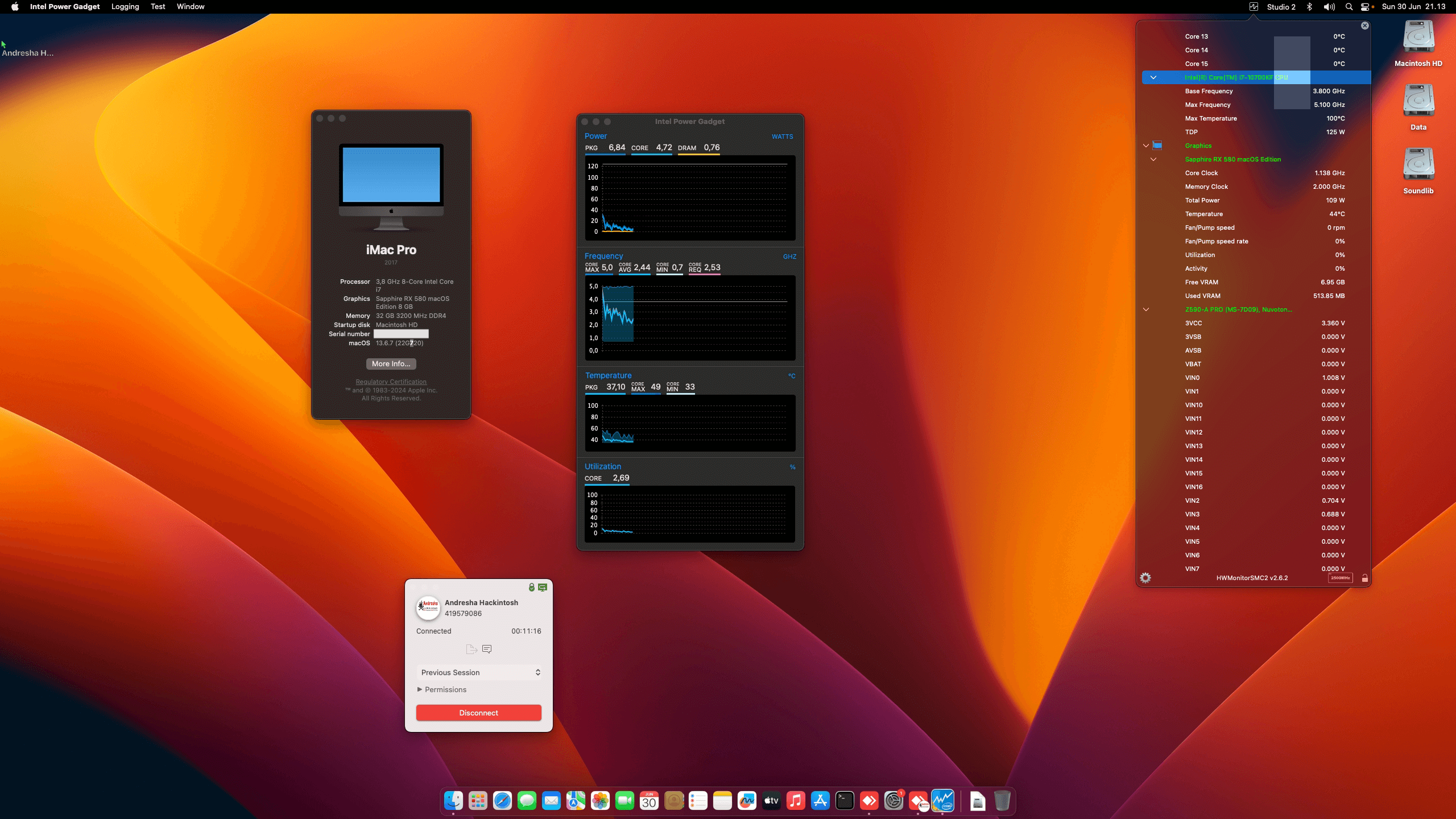 Success Hackintosh macOS Ventura 13.6.7 Build 22G720 in MSI Z590-A Pro + Intel Core i7 10700KF + Sapphire RX 580